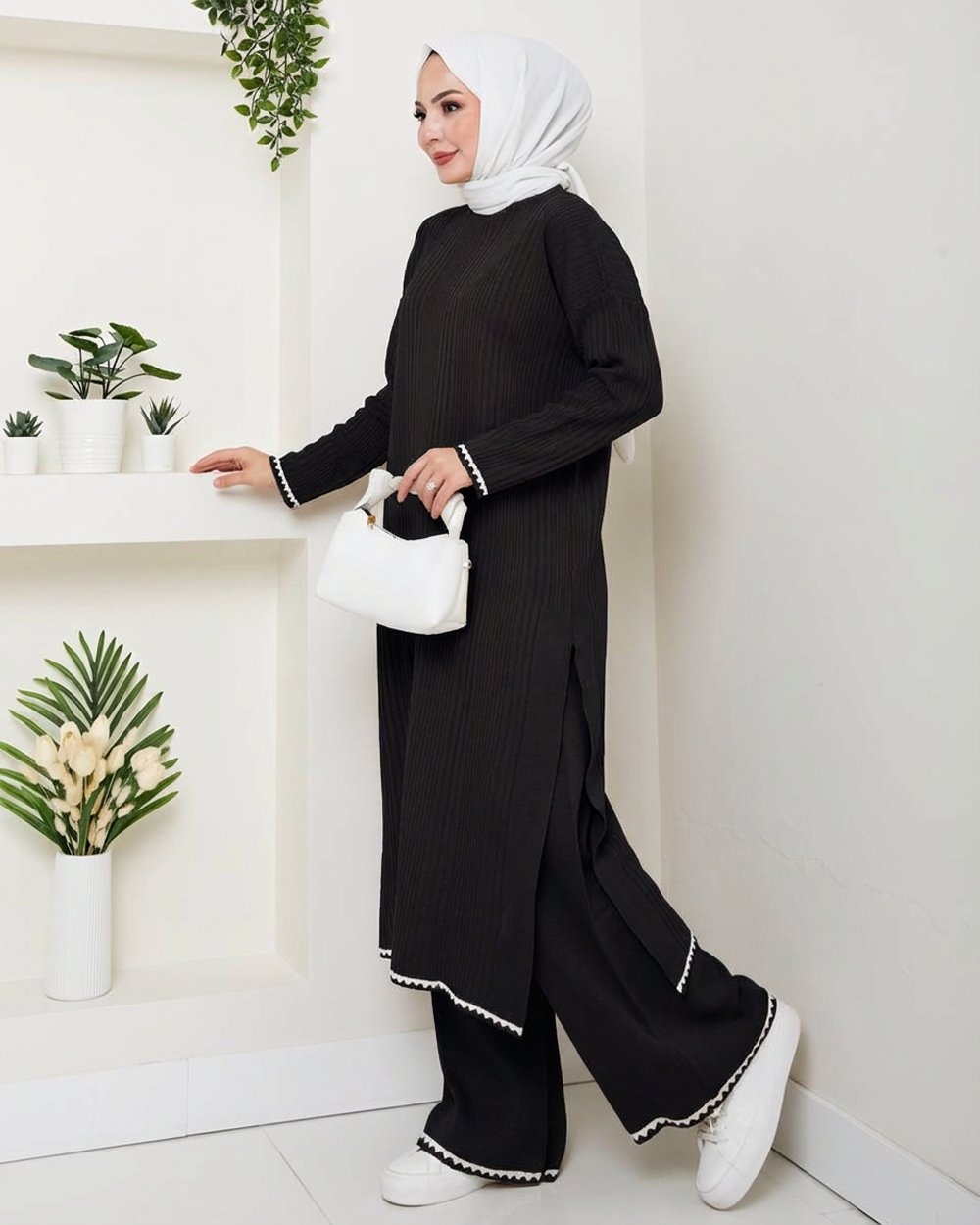 Ensemble Liquette longue et Pantalon Large En Laine