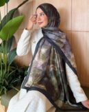 Foulard en Coton Doux à Motif Mosaique - Fond Beige et Marron